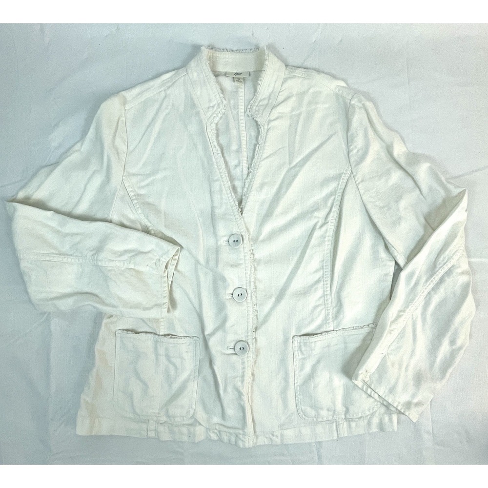 J. Jill Women's Linen Blend Blazer Jacket Size 16 Cream Button Front